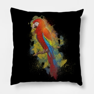 Perched Scarlet Macaw Pillow