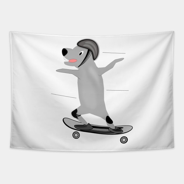 Skater Dog Tapestry by Zealjagan