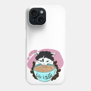 Waffle the cat with latte macciatto coffee Phone Case