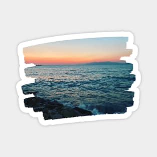 Beautiful photography of ocean waves and sunset sky landscape Aegean sea nature lovers Magnet