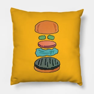 Exploded Bob's Burger Restaurant Wall Art Pillow