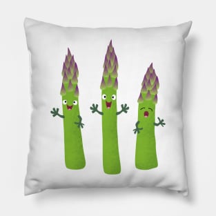 Cute asparagus singing vegetable trio cartoon Pillow