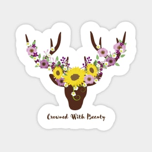 Crowned With Beauty Deer Antler Sunflower Magnet