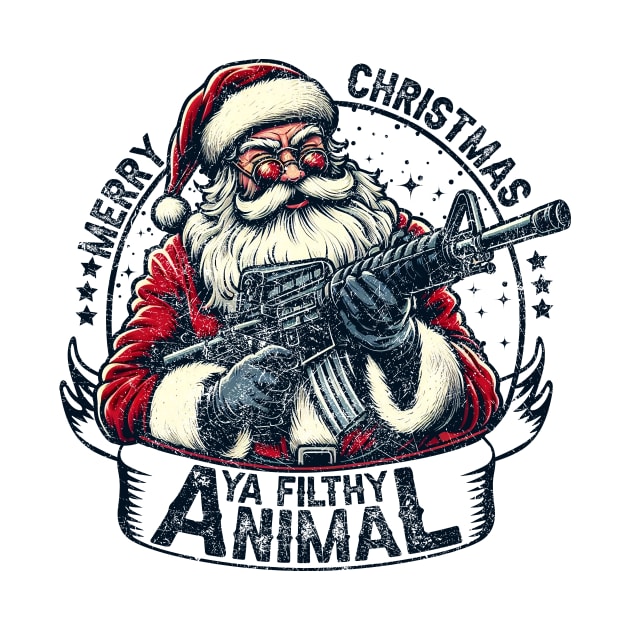 Funny Merry Christmas Ya Filthy Animal ,Christmas shirt ,Winter sign ,Holiday quote ,Retro Christmas cut file by Nichole Joan Fransis Pringle