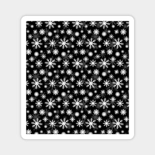 black and white snow fall pattern Magnet