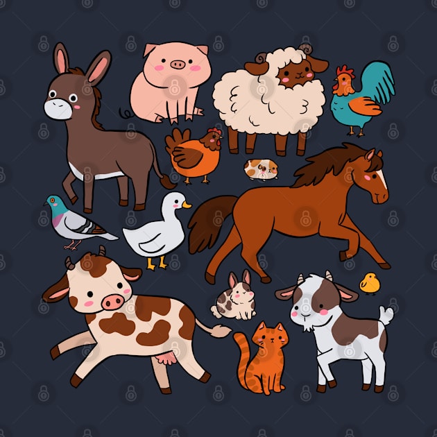 Cute farm animals illustration by Yarafantasyart