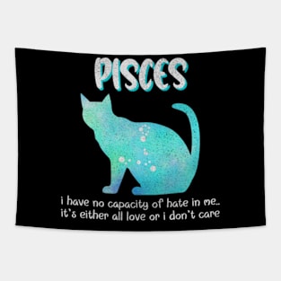 Pisces Sarcastic Sassy Cat Zodiac Sign Astrology Birthday Tapestry