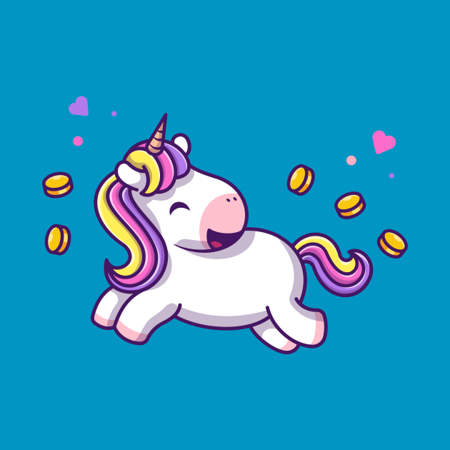 Cute Unicorn With Coin Cartoon by Catalyst Labs