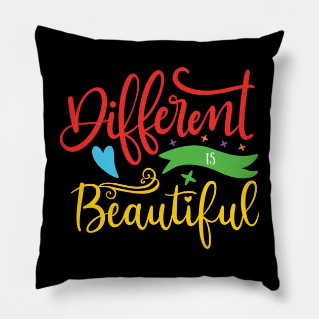 Different is Beautiful, Autism Awareness Pillow by SweetMay