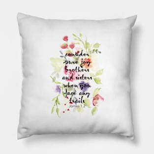 Joy Scripture Watercolor | James 1.2 Pillow