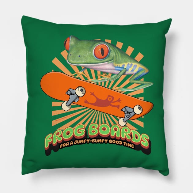 Funny Cute Red Eyed Tree Frog Skateboard Pillow by Danny Gordon Art