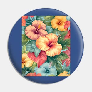 Bright Hibiscus Pattern Pin