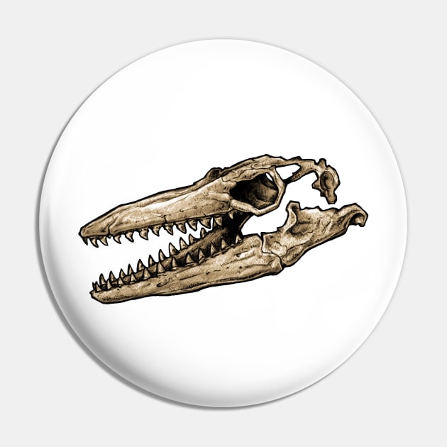 Dinosaur Skull Mosasaurus Sticker Pin by CassWArt