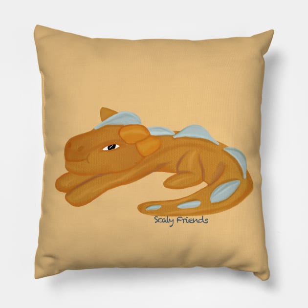 Oliver the orange Dino - The Scaly Friend's Collection Artwort By TheBlinkinBean Pillow by TheBlinkinBean