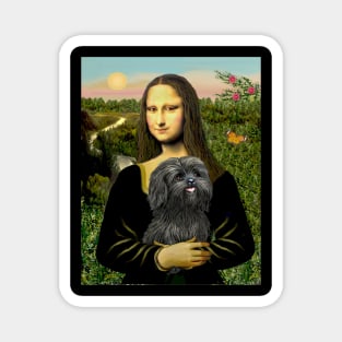 Mona Lisa and her Adorable Black Shih Tzu Magnet