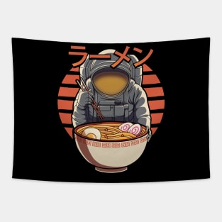 Retro Astronaut Eating Ramen Japanese Noodles Anime Gift Tapestry