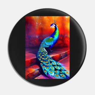 STYLISH COBALT BLUE AND GREEN PEACOCK Pin