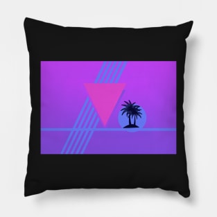 Purple vaporwave retro 80s palm Pillow