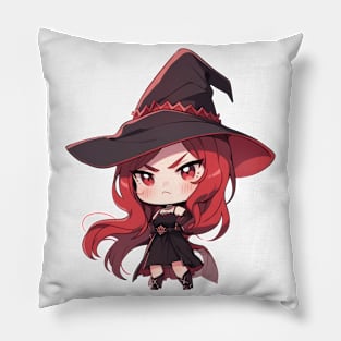 Cute Red Halloween Witch Pillow