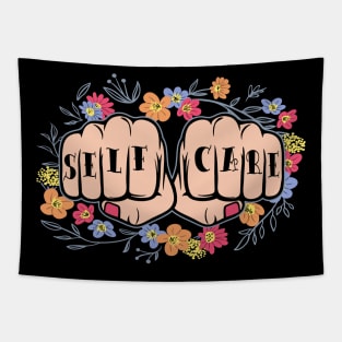 Hardcore Self Care Knuckle Tattoos Tapestry