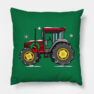 Tractor at the Holidays Pillow