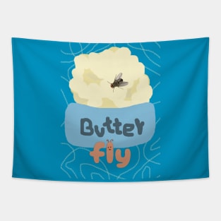 BUTTER FLY BUTTERFLY FUNNY ILLUSTRATION Tapestry