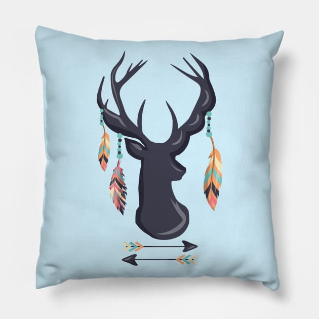 Bohemian Deer Antlers With Feathers Arrow Shirt Gift Pillow by InnerMagic