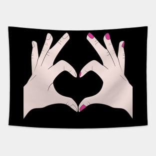 Hands Making Heart Shape Love Sign Language Valentine's Day Tapestry