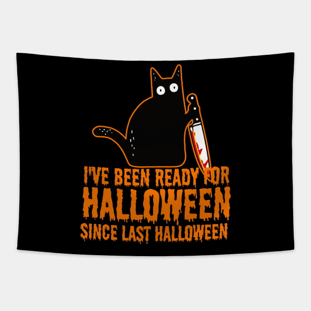 Black Cat Ready For Halloween Tapestry by LittleBoxOfLyrics