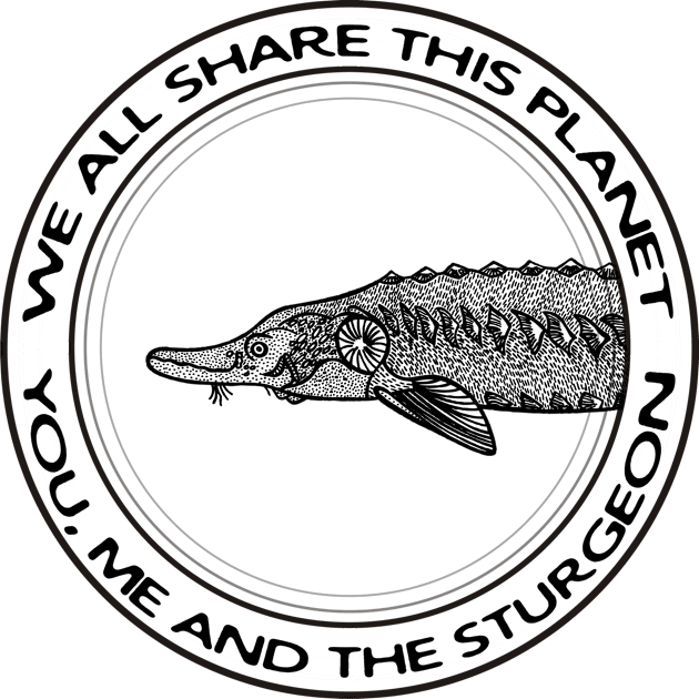 Sturgeon - We All Share This Planet - fish design Kids T-Shirt by Green Paladin