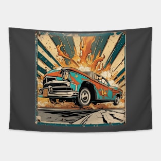 Car on fire Tapestry