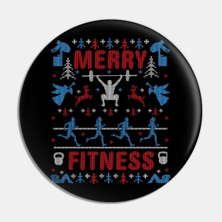 Funny Merry Fitness Exercise Gym Ugly Christmas Sweater Party Pin