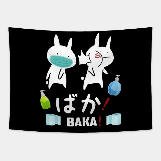 Funny Anime Baka Masked Rabbit Slap Japanese Gift Tapestry by Trendy_Designs