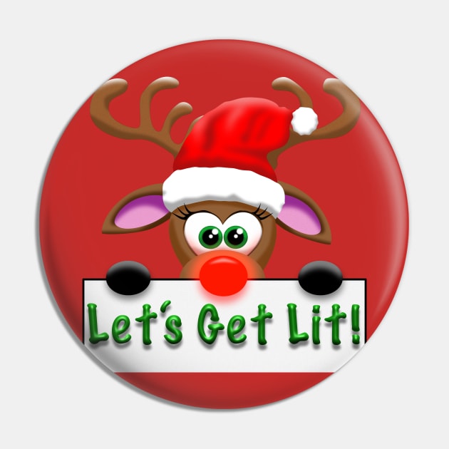 Let's Get Lit Reindeer Pin by JAC3D