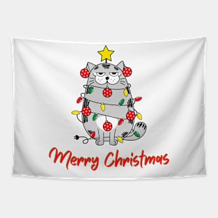 FUNNY CAT Merry Christmas! Kitty Tapestry