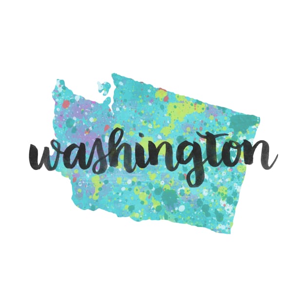 washington - calligraphy and abstract state outline by randomolive