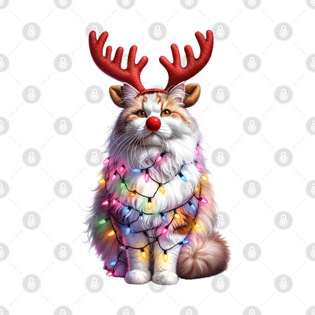 Christmas Red Nose Turkish Van Cat by Chromatic Fusion Studio