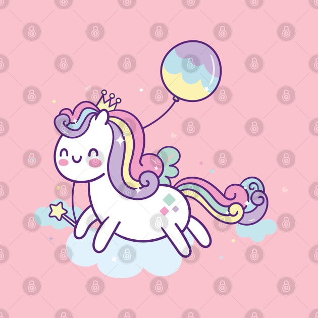 Kawaii Rainbow Unicorn Pony Cute Magic Horse by RetroGeek