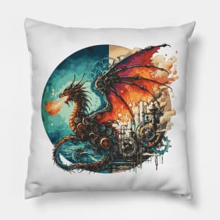 Year of the Dragon SteamPunk Pillow
