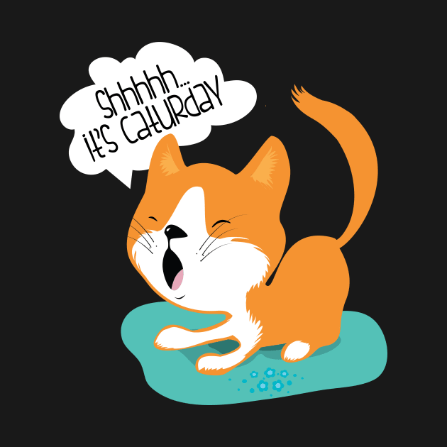 Shhh It's Caturday funny cute cat kitten feline nap t-shirt by e2productions