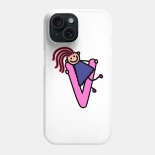 Letter V for girls alphabet Kids Colorful Cartoon Character Phone Case