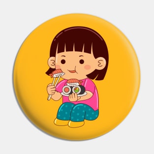 girl kids eating sushi Pin