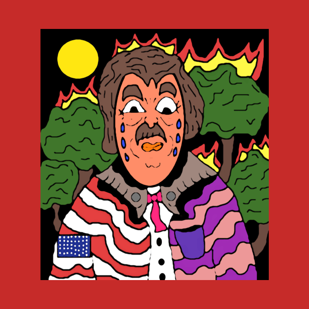 pixel art Crying Man with fiery trees portrait by Catbrat