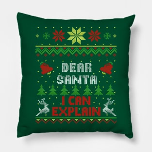 Dear Santa I Can Explain Ugly Christmas Sweater Style Pillow