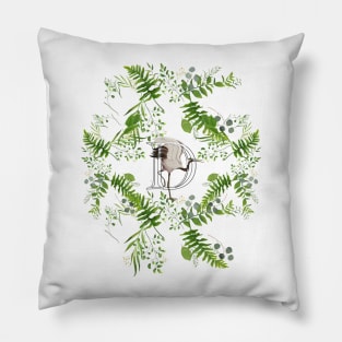 Botanical Monogram D letter with Heron bird detail. Pillow