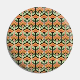 Peach, Yellow, and Green Bubble Flowers Seamless Pattern 1970s Inspired Pin