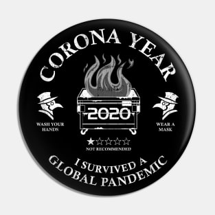 Corona Year 2020 ✅ I Survived A Global Pandemic - White Pin