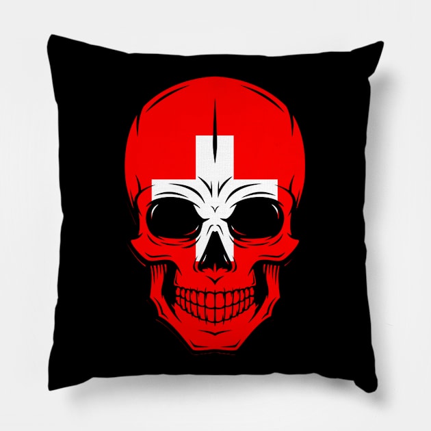 I am Swiss , he is Swiss skull ,I am from Suisse , i love you Suisse Pillow by ZACSHOPP