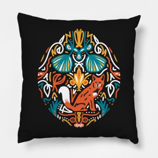 Maximalist Fox Jungle Aesthetic Pattern Pillow