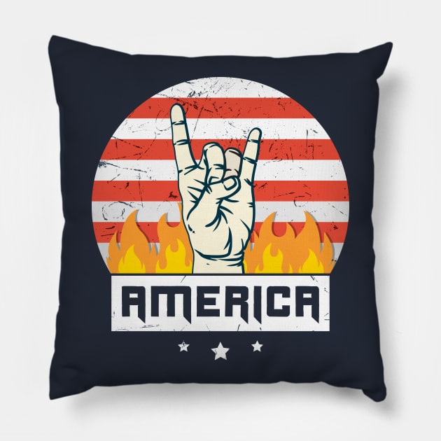 America 4th of July Shirt Rock & Roll Pillow by Craftee Designs